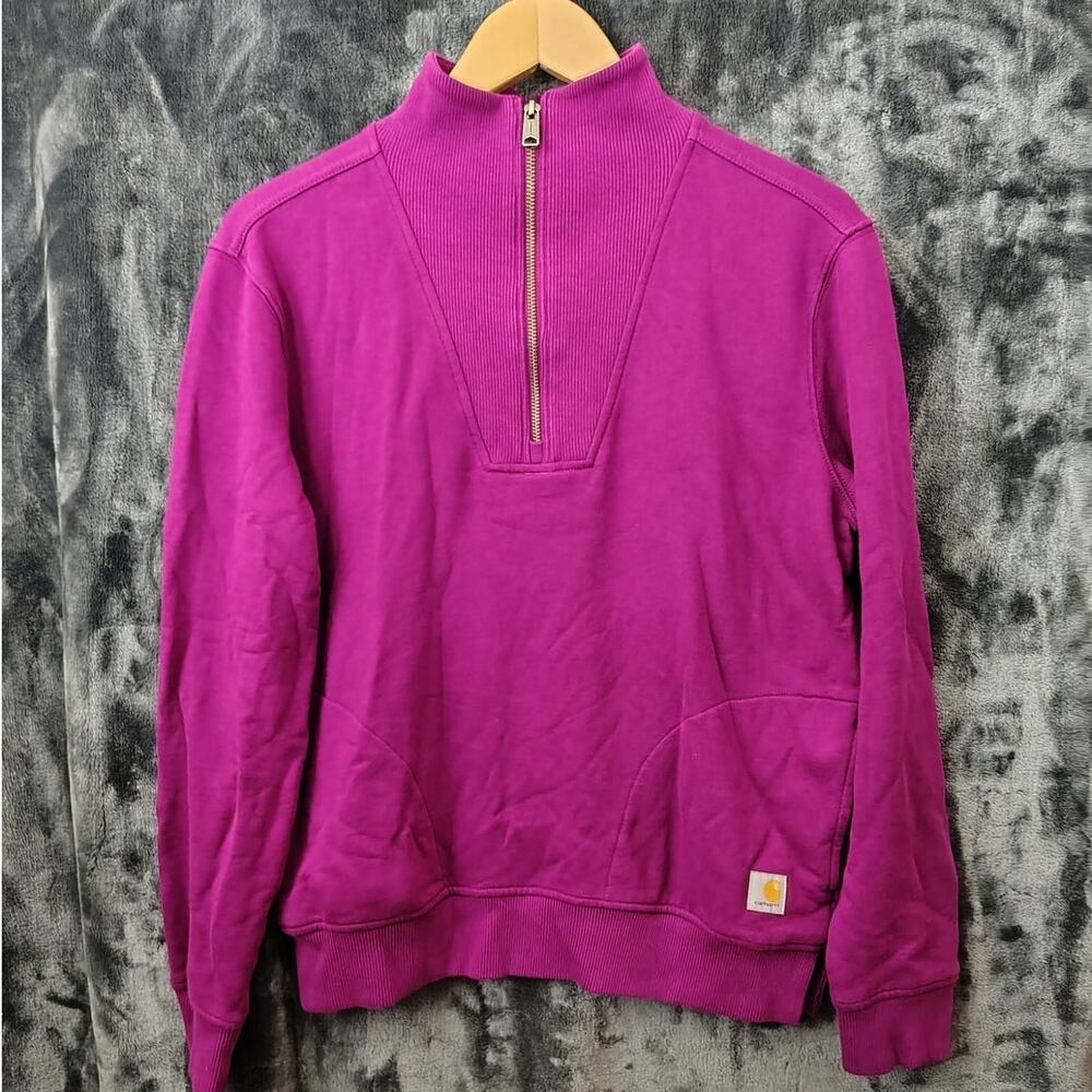 Carhartt Tencel Fiber Series Relaxed Fit 1/4 Zip  Sweater Purple Pull Over Small